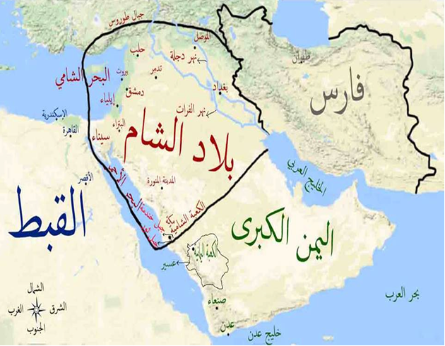 خريطة بلاد الشام الجغرافية